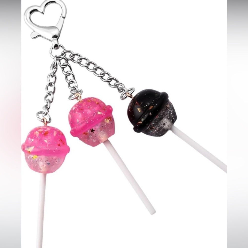Glittery resin Lollipop purse/charm Keychain nwt